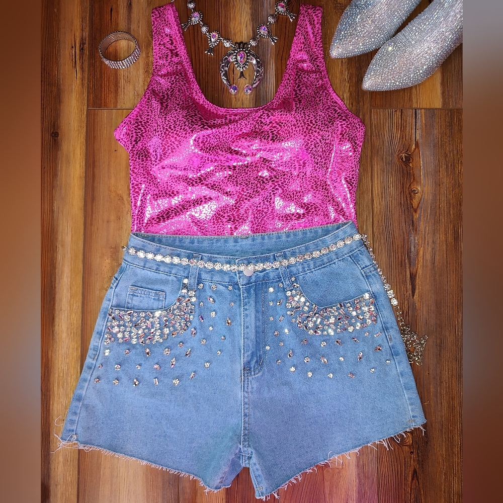 Women's Metallic Pink Swimsuit/bodysuit
